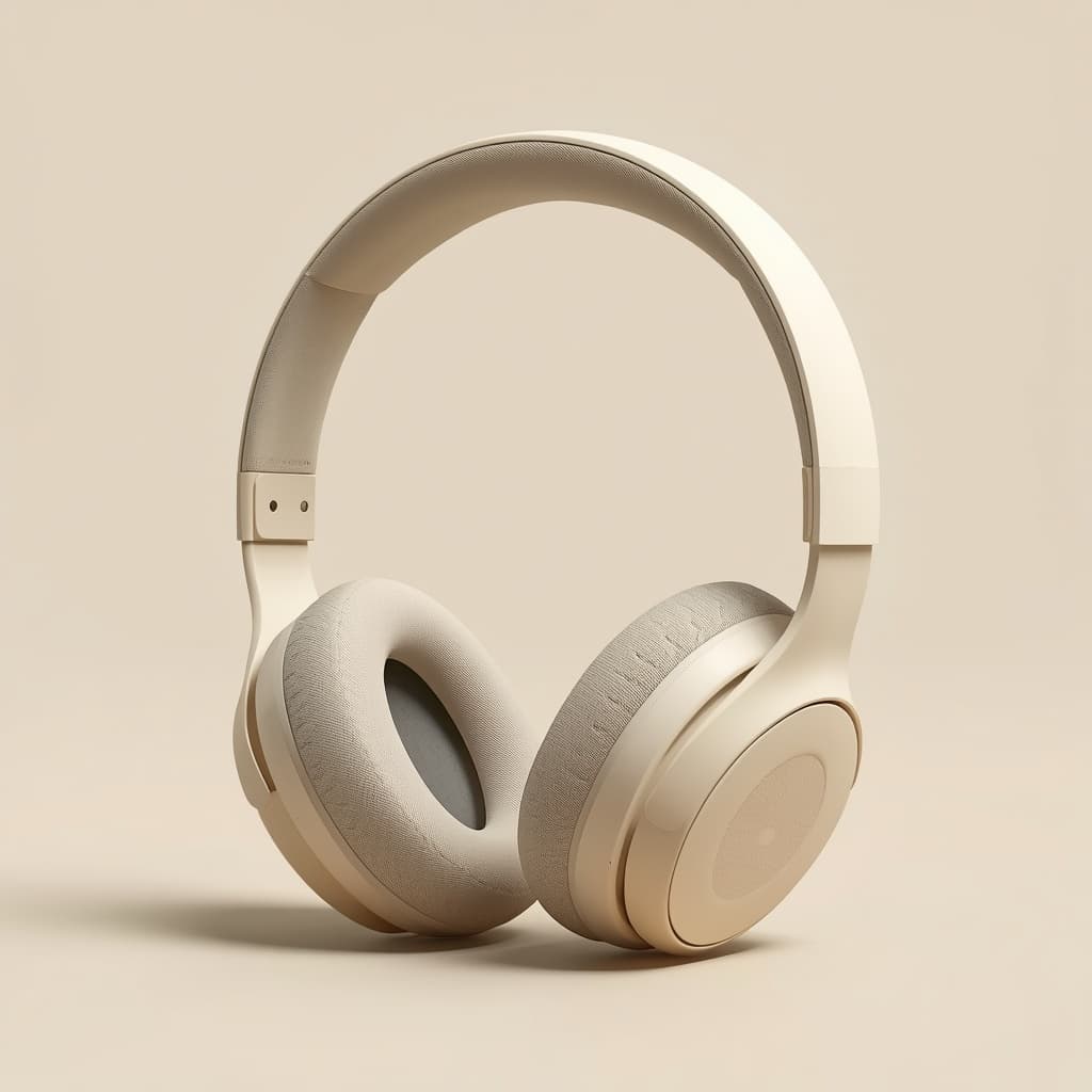 Aurora wireless headphones in a clean studio product composition